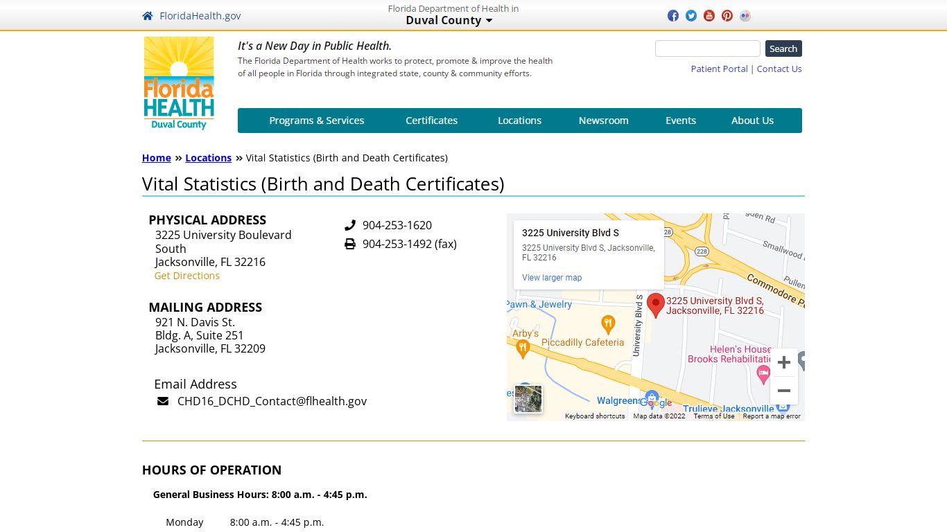 Vital Statistics (Birth and Death Certificates) | Florida Department of ...