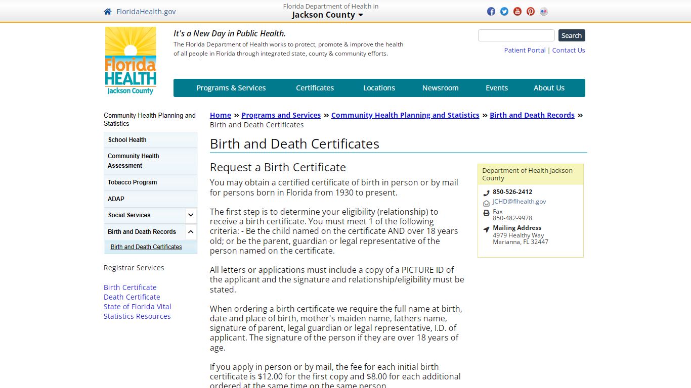 Birth and Death Certificates - Florida Department of Health